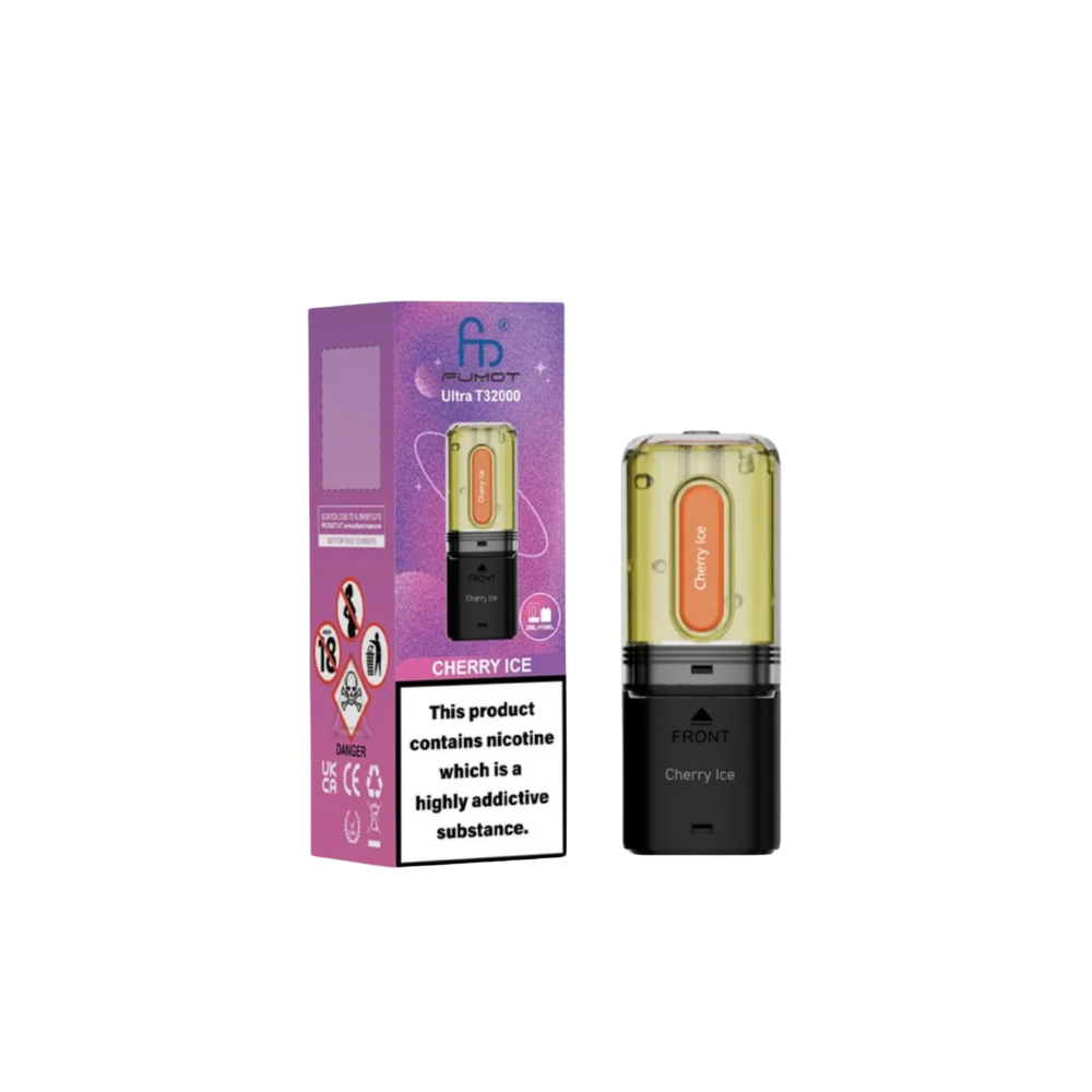 Vape device and packaging with 'Front' branding on a white background