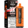Orange vape device with 'Al Fakher' branding next to its packaging on a white background