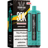 Teal vape device with 'Al Fakher' branding next to its packaging on a white background