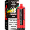Red vape device with 'Al Fakher' branding next to its packaging on a white background