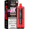 Red vape device with 'Al Fakher' branding next to its packaging on a white background