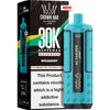 Blue vape device with 'Alfakher' branding next to its packaging on a white background