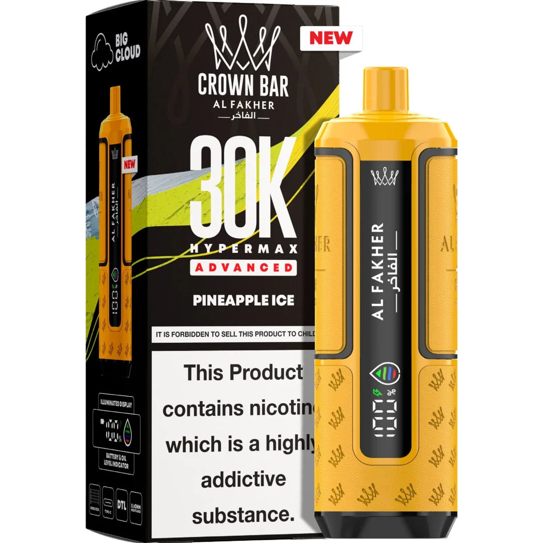 Al Fakher vape device and packaging with branding and product details.