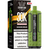 Green vape device with 'Al Fakher' branding next to its packaging on a white background