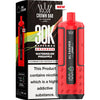 Red vape device with 'Al Fakher' branding next to its packaging on a white background