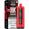 Red vape device with 'Al Fakher' branding next to its packaging on a white background