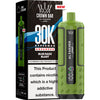 Green vape device with 'Al Fakher' branding next to its packaging on a white background