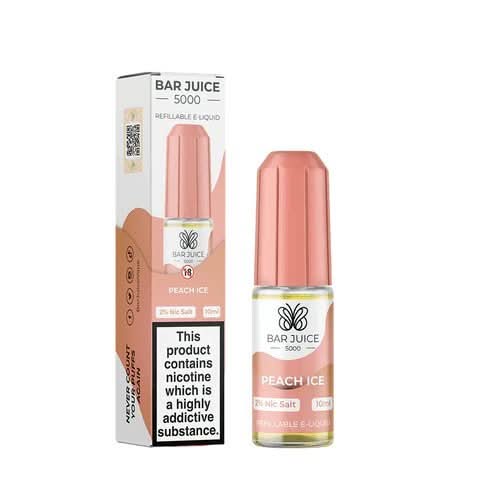 Bar Juice 5000 10ml Nic Salt E - Liquid | Pack of 10 | 10MG,20MG - Eliquid Base - Peach Ice