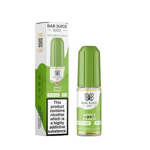 Bar Juice 5000 10ml Nic Salt E - Liquid | Pack of 10 | 10MG,20MG - Eliquid Base - Apple Peach