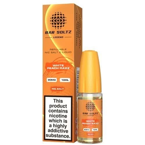 Bar Soltz 10ml Nic Salt E Liquid, Pack 0f 5,  White Peach Razz