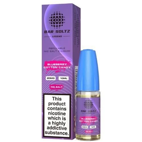 Bar Soltz 10ml Nic Salt E Liquid, Pack 0f 5,  Blueberry Cotton Candy