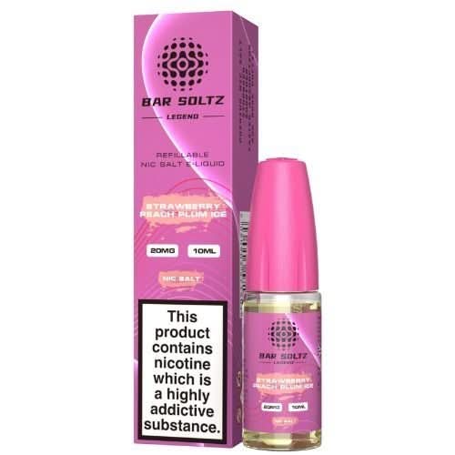 Bar Soltz 10ml Nic Salt E Liquid, Pack 0f 5,  Strawberry Peach Plum Ice