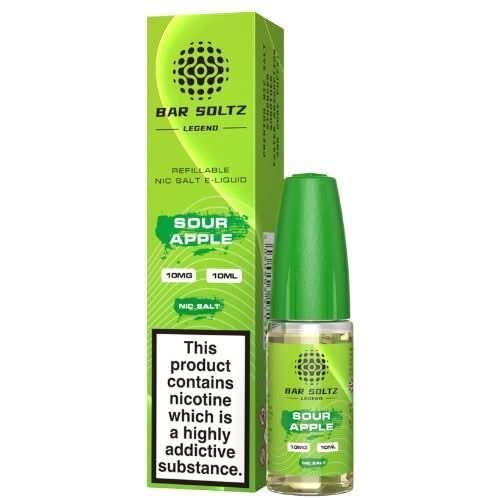 Bar Soltz 10ml Nic Salt E Liquid, Pack 0f 5,  Sour Apple