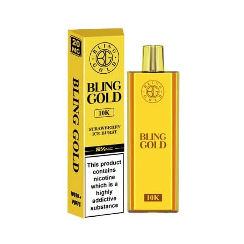 Bling Gold 10000 Puff Disposable Vape  Device - Strawberry Ice Burst