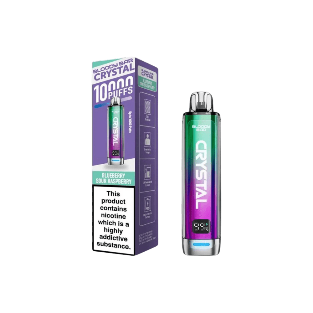 Bloody Bar Crystal 10000 Puffs Disposable Vape Kit - Eliquid Base - Blueberry Sour Raspberry
