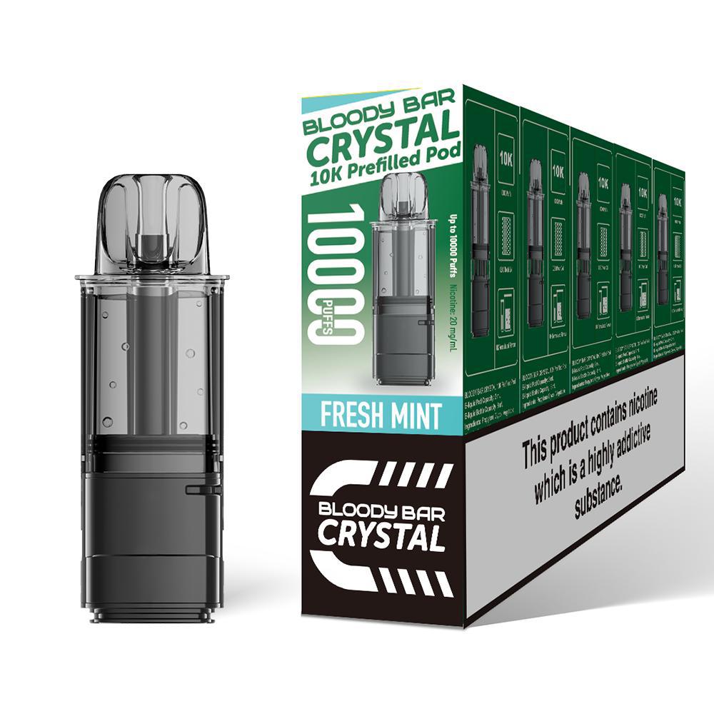 Bloody Bar Crystal 10K Pre - Filled Pods - Eliquid Base - Fresh Mint