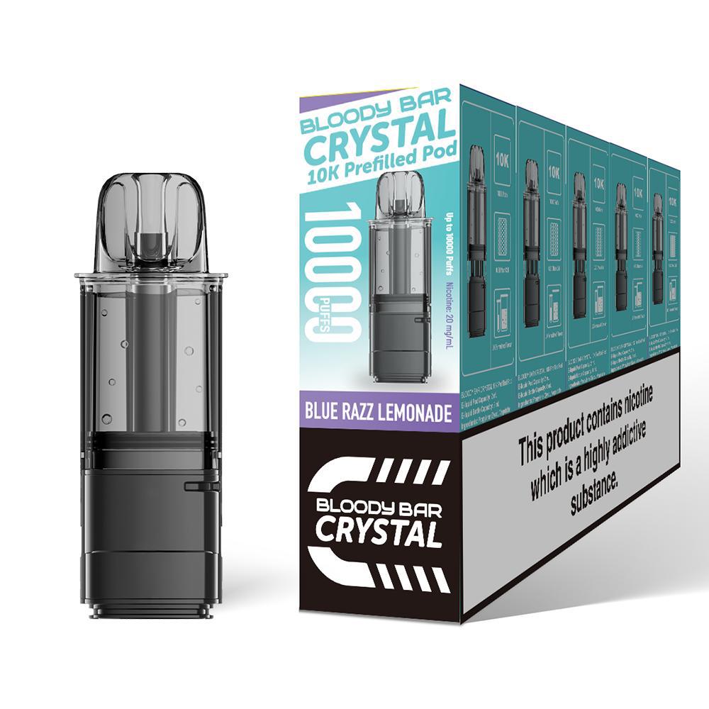 Bloody Bar Crystal 10K Pre - Filled Pods - Eliquid Base - Blue Razz Lemonade
