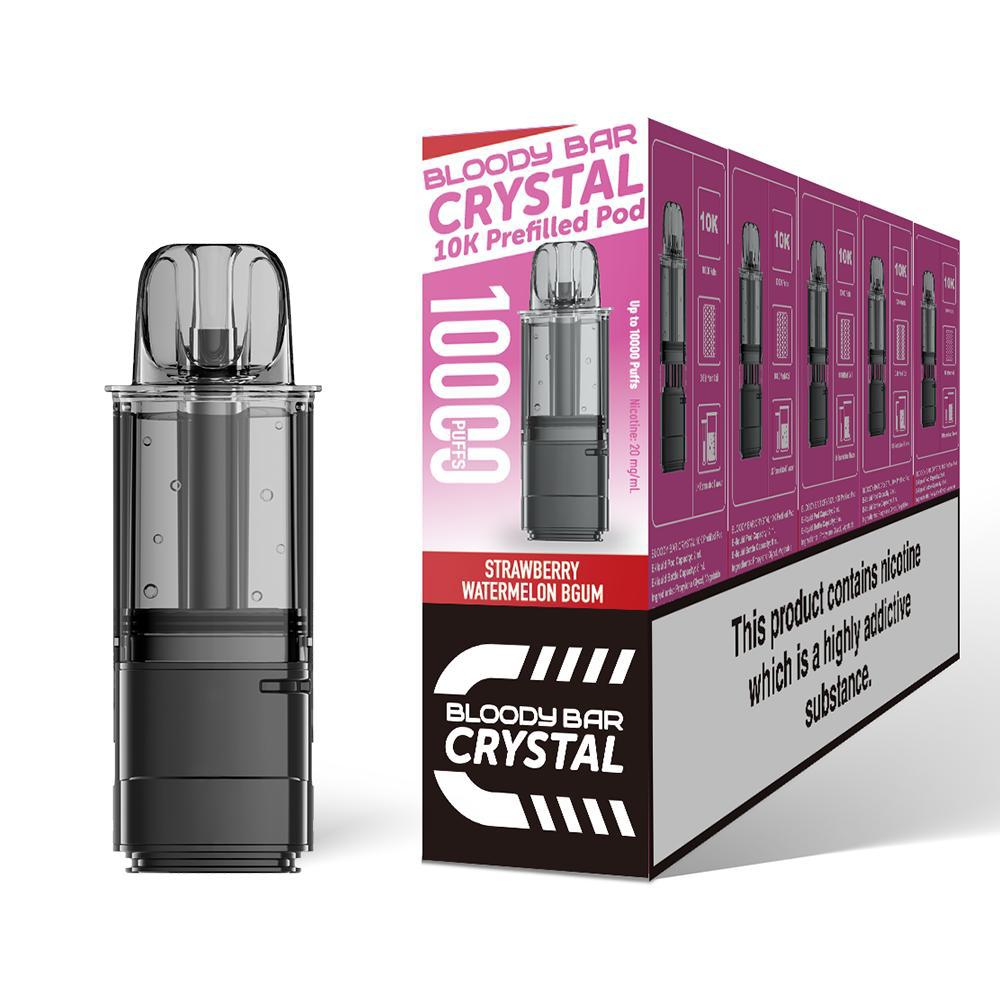 Bloody Bar Crystal 10K Pre - Filled Pods - Eliquid Base - Strawberry Watermelon Bgum