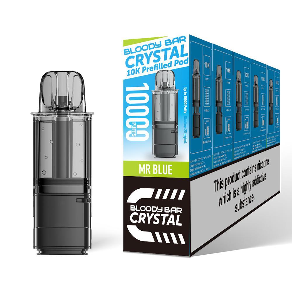 Bloody Bar Crystal 10K Pre - Filled Pods - Eliquid Base - Mr Blue