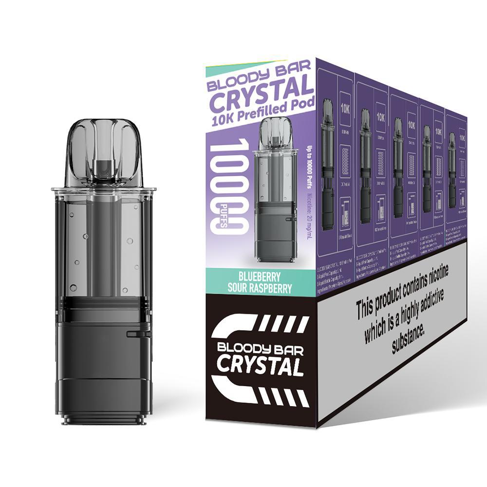 Bloody Bar Crystal 10K Pre - Filled Pods - Eliquid Base - Blueberry Sour Raspberry