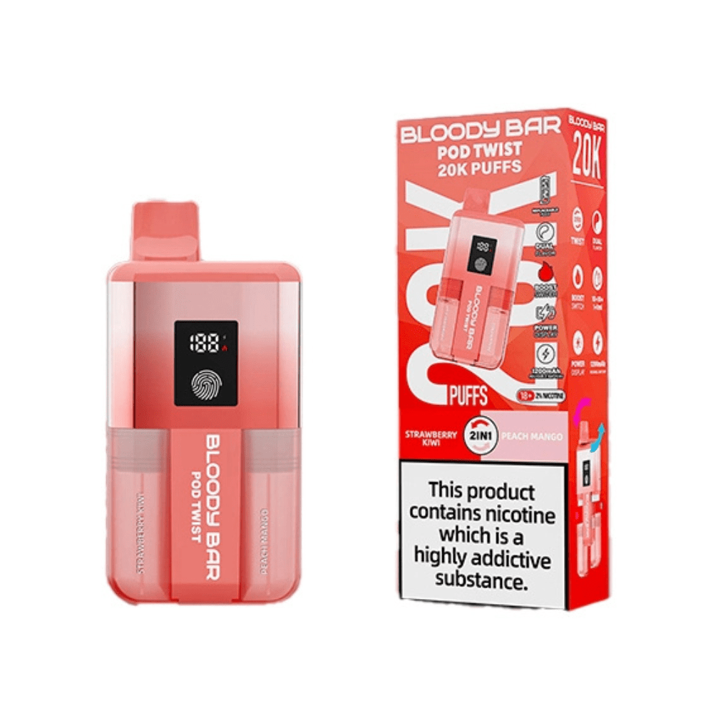Bloody Bar Pod Twist 20K Prefilled Pod Kit - Eliquid Base - Strawberry Kiwi/Peach Mango