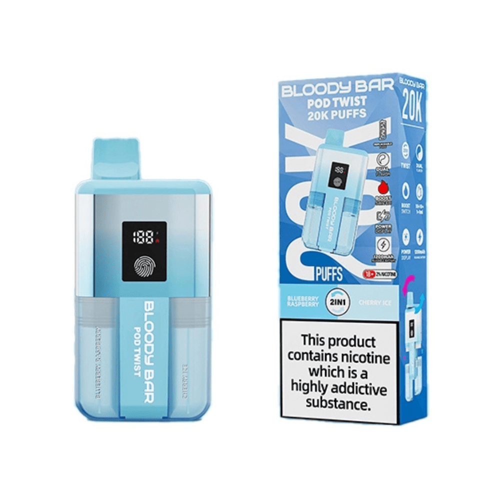 Bloody Bar Pod Twist 20K Prefilled Pod Kit - Eliquid Base - Blueberry Raspberry/Cherry Ice