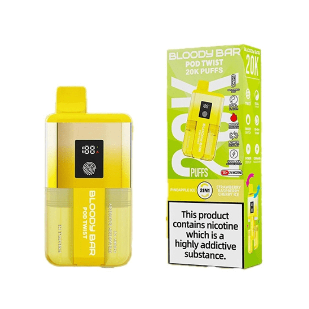 Bloody Bar Pod Twist 20K Prefilled Pod Kit - Eliquid Base - Pineapple Ice/Strawberry Raspberry Cherry Ice
