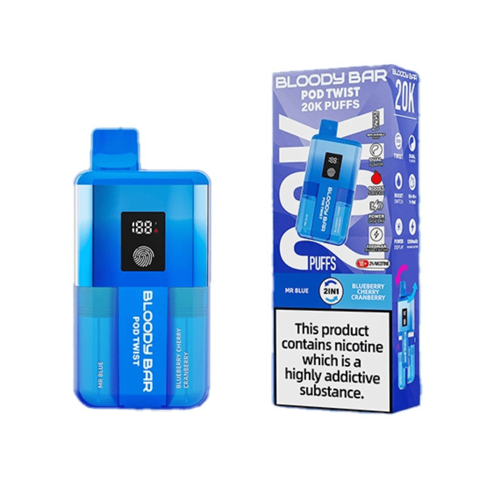 Bloody Bar Pod Twist 20K Prefilled Pod Kit - Eliquid Base - Mr Blue/Blueberry Cherry Cranberry