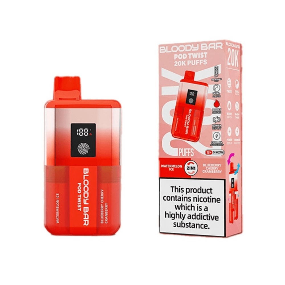 Bloody Bar Pod Twist 20K Prefilled Pod Kit - Eliquid Base - Watermelon Ice/Blueberry Cherry Cranberry