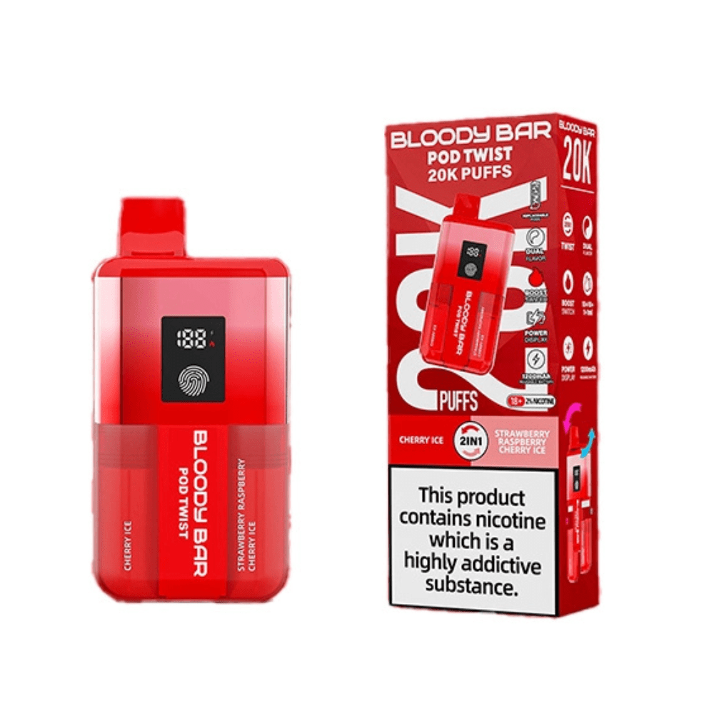 Bloody Bar Pod Twist 20K Prefilled Pod Kit - Eliquid Base - Cherry Ice/Strawberry Raspberry Cherry Ice