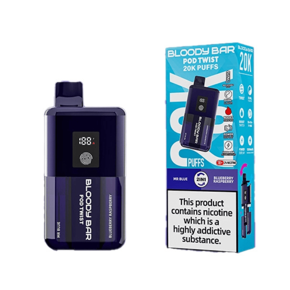 Bloody Bar Pod Twist 20K Prefilled Pod Kit - Eliquid Base - Mr Blue/Blueberry Raspberry