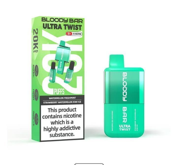 Bloody Bar Ultra Twist 20000 Disposable Vape Device - Watermelon Freshmint / Strawberry watermelon kiwi ice