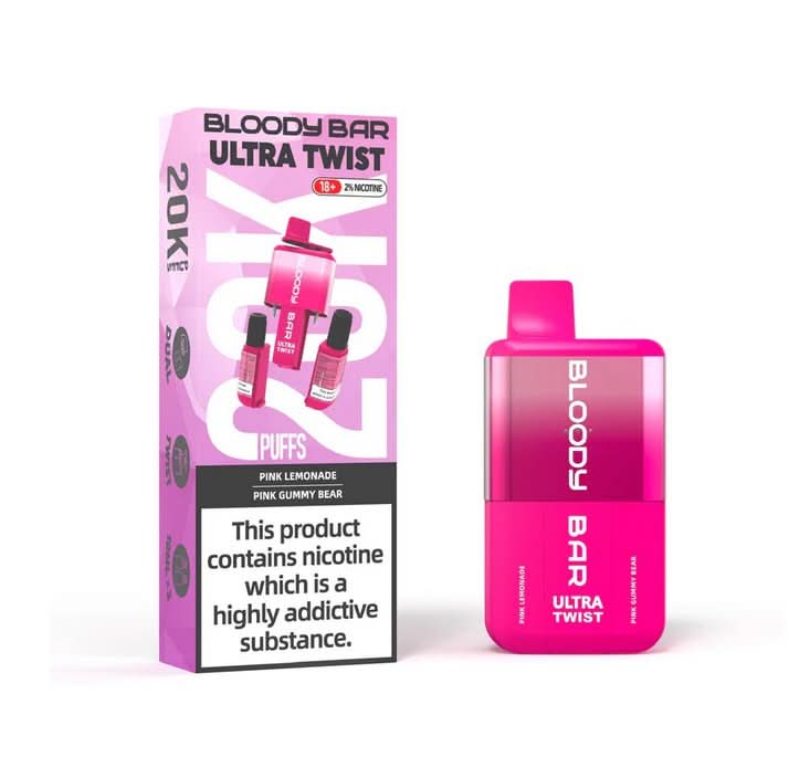 Bloody Bar Ultra Twist 20000 Disposable Vape Device - Pink Lemonade / Pink Gummy Bear