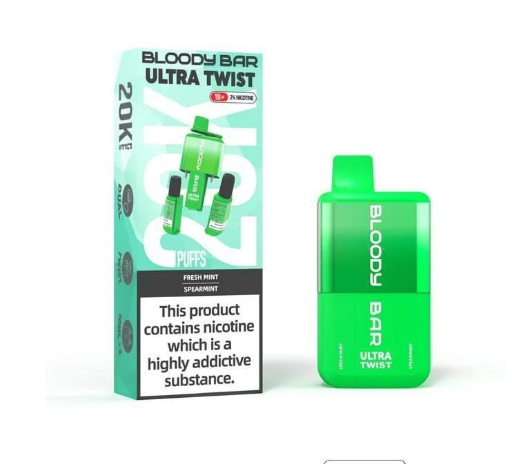 Bloody Bar Ultra Twist 20000 Disposable Vape Device  - Fresh Mint/Spearmint