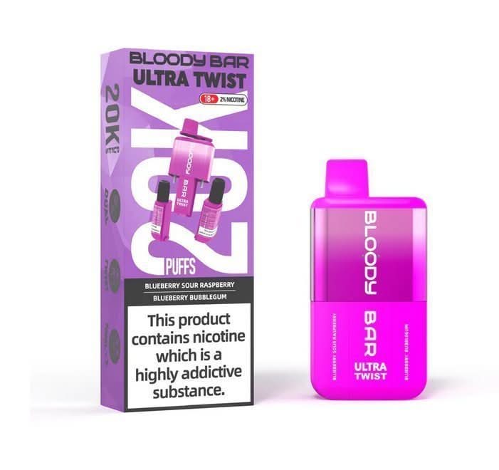 Bloody Bar Ultra Twist 20000 Disposable Vape Device - Blueberry Bubble - gum /Blueberry Sour Raspberry