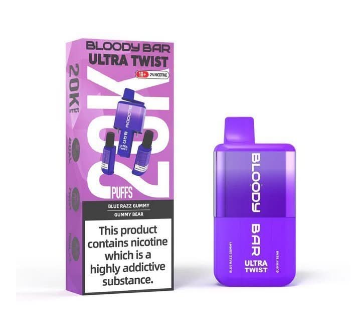 Bloody Bar Ultra Twist 20000 Disposable Vape  - Blue Razz Gummy/Gummy Bear