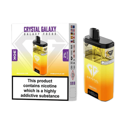 Crystal Galaxy 30000 Puffs Disposable Vape Device - 20mg Pack of 5 - Eliquid Base - Banana Ice Cream/ Pineapple Ice