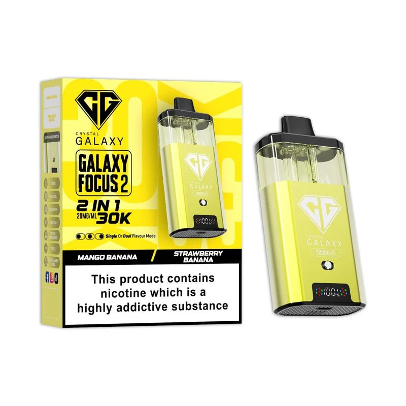 Crystal Galaxy Focus 2 30K Disposable Vape Device - Eliquid Base - Mango Banana / Strawberry Banana