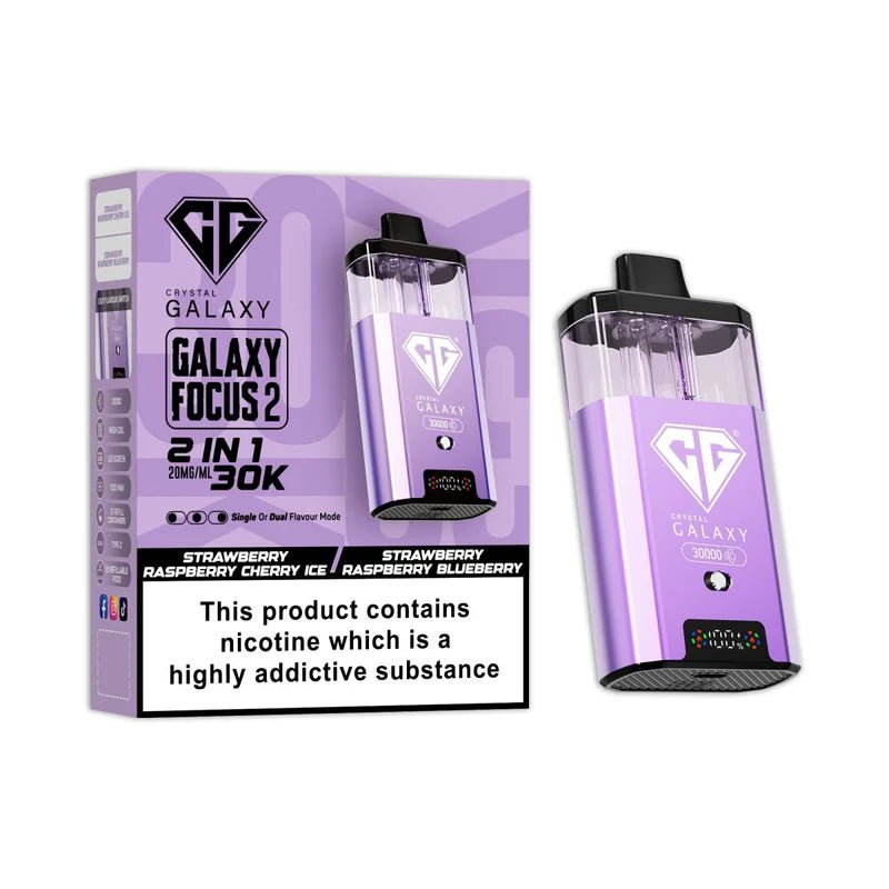 Crystal Galaxy Focus 2 30K Disposable Vape Device - Eliquid Base - Strawberry Raspberry Cherry Ice / Strawberry Raspberry Blueberry