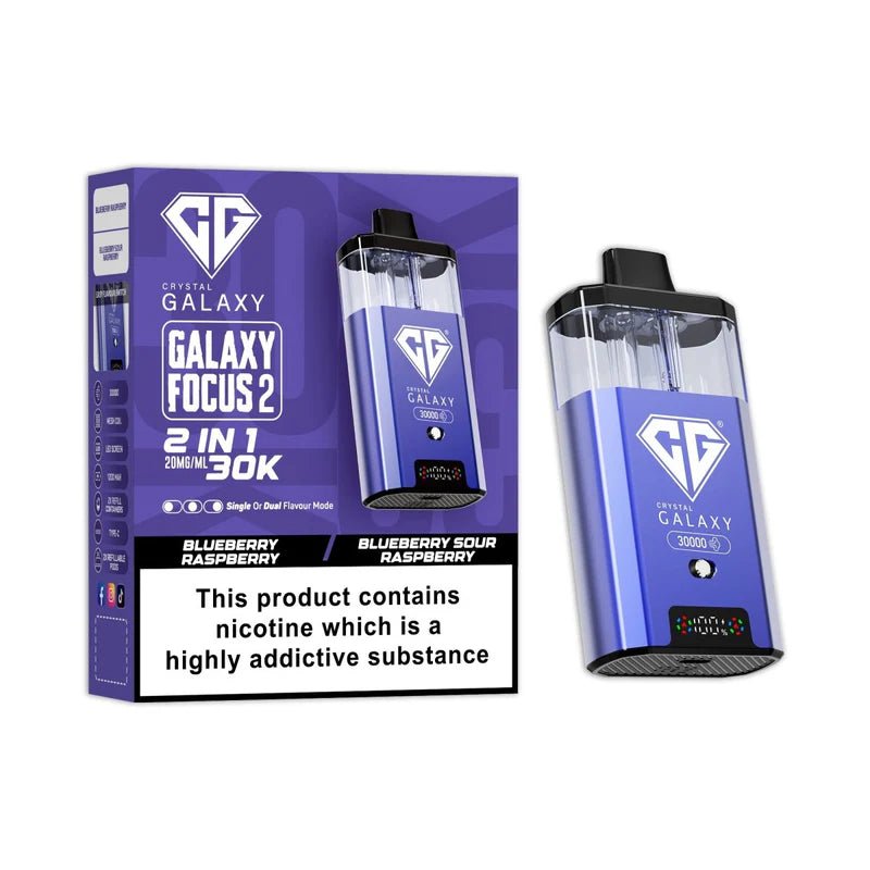 Crystal Galaxy Focus 2 30K Disposable Vape Device - Eliquid Base - Blueberry Raspberry / Blueberry Sour Raspberry