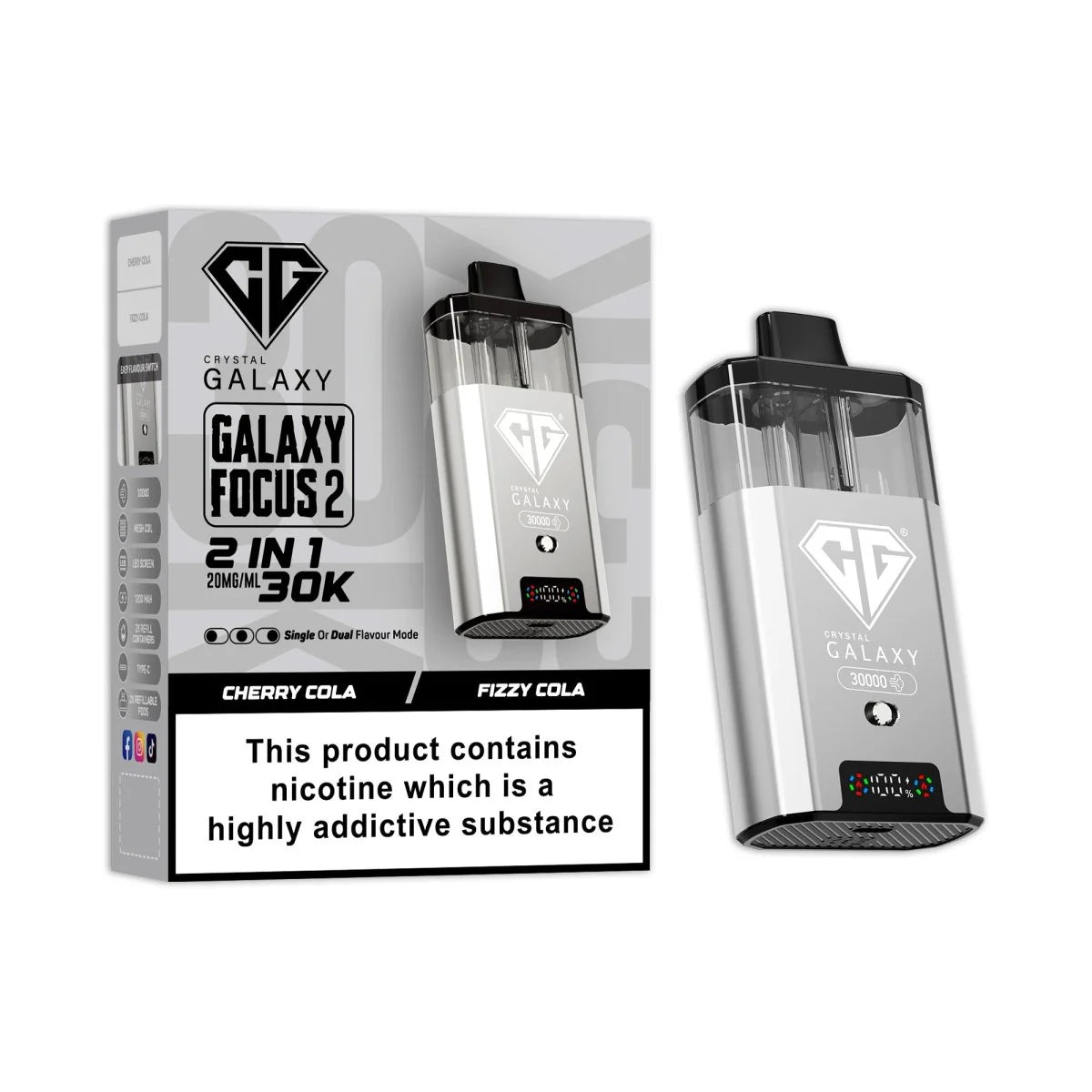Crystal Galaxy Focus 2 30K Disposable Vape Device - Eliquid Base - Fizzy Cherry / Cherry Ice