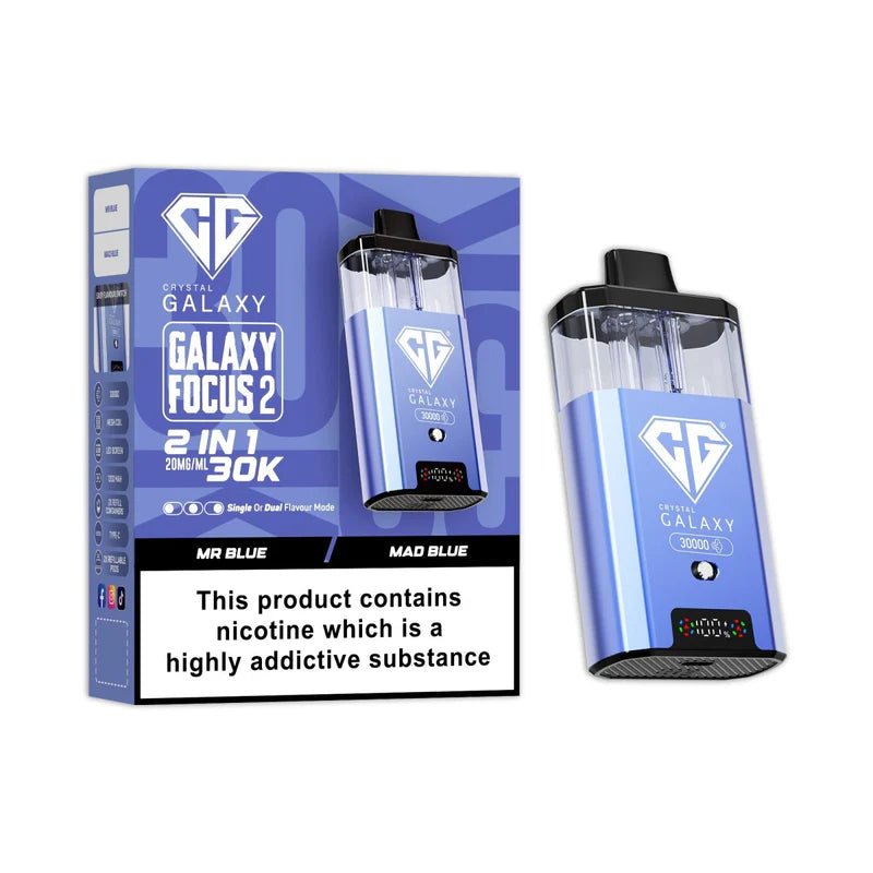 Crystal Galaxy Focus 2 30K Disposable Vape Device - Eliquid Base - Mr Blue / Mad Blue