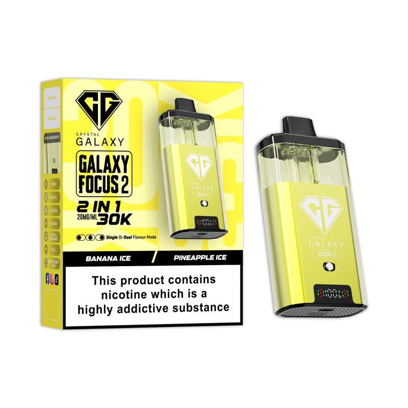 Crystal Galaxy Focus 2 30K Disposable Vape Device - Eliquid Base - Banana Ice / Pineapple Ice