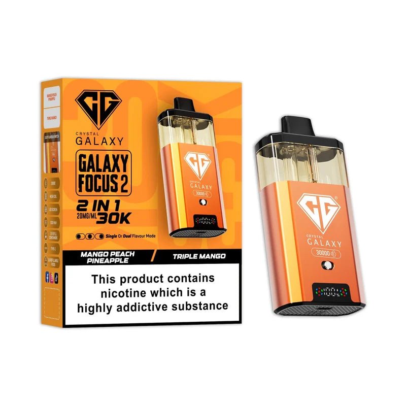 Crystal Galaxy Focus 2 30K Disposable Vape Device - Eliquid Base - Mango Peach Pineapple / Triple Mango