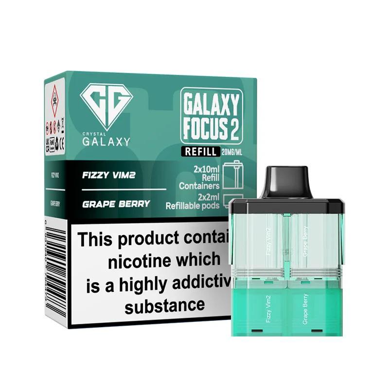 Crystal Galaxy Focus 2 Prefilled Pods - Eliquid Base - Fizzy Vm2 / Grape Berry
