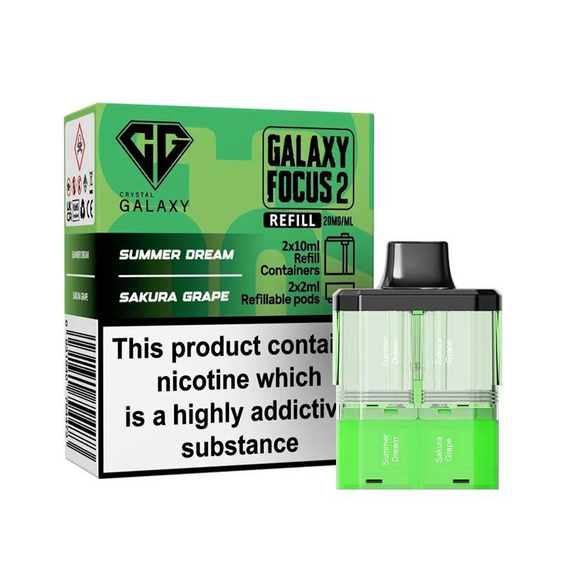 Crystal Galaxy Focus 2 Prefilled Pods - Eliquid Base - Summer Dream / Sakura Grape