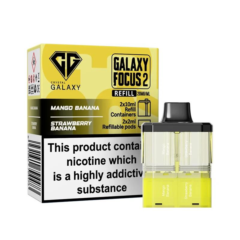 Crystal Galaxy Focus 2 Prefilled Pods - Eliquid Base - Mango Banana / Strawberry Banana