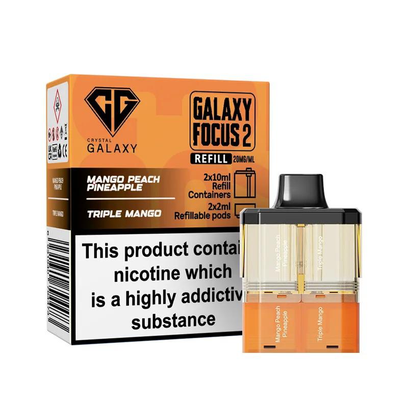 Crystal Galaxy Focus 2 Prefilled Pods - Eliquid Base - Mango Peach Pineapple / Triple Mango