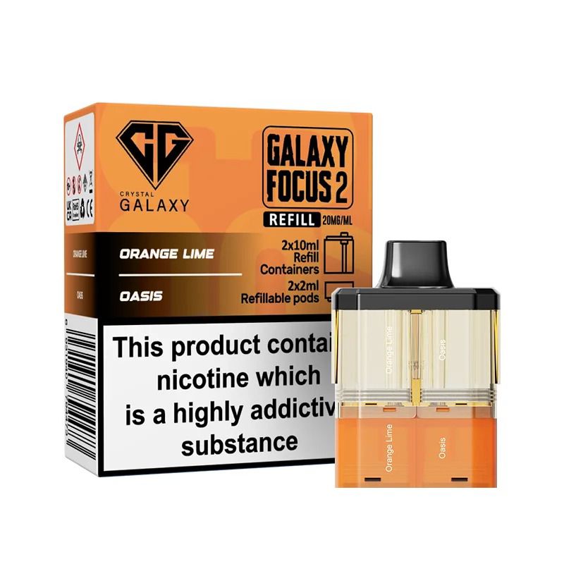 Crystal Galaxy Focus 2 Prefilled Pods - Eliquid Base - Orange Lime / Oasis