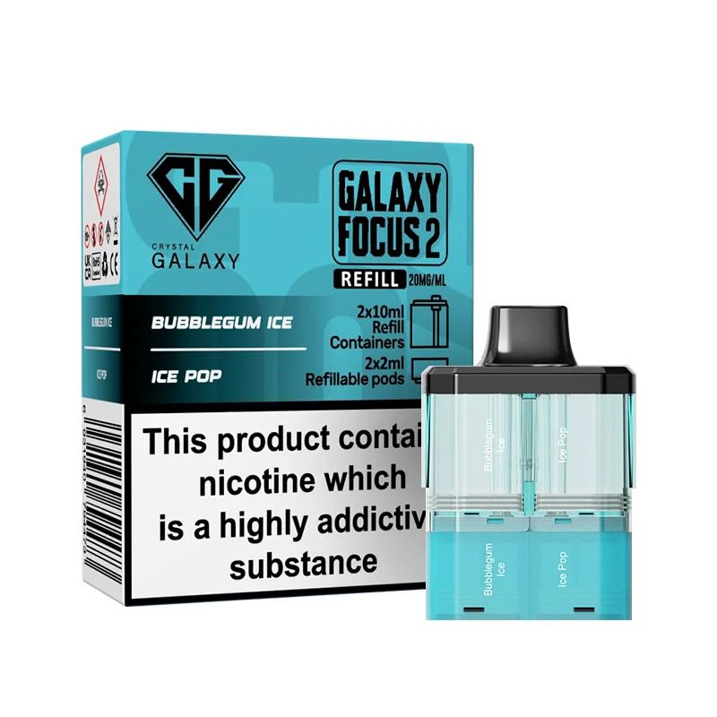 Crystal Galaxy Focus 2 Prefilled Pods - Eliquid Base - Bublegum Ice / Ice Pop